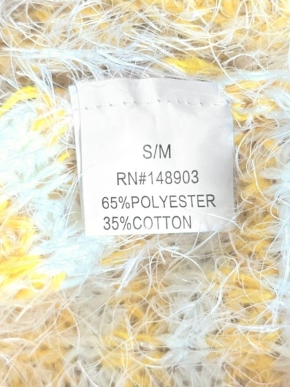 XY Fashion Fuzzy Striped Crewneck Sweater Cottagecore Preppy Butter Yellow S/M - Picture 13 of 16